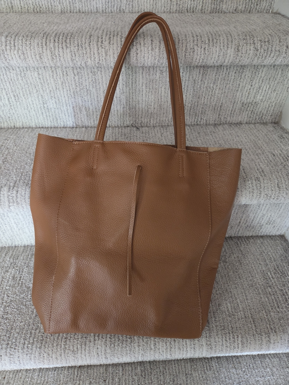 Everyday Pebbled Leather Tote in Cognac